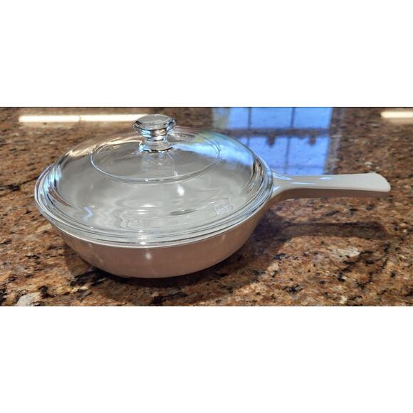 Corning Ware Microwave Browning Skillet with Lid MW-83-B White Menuette - Picture 6 of 16